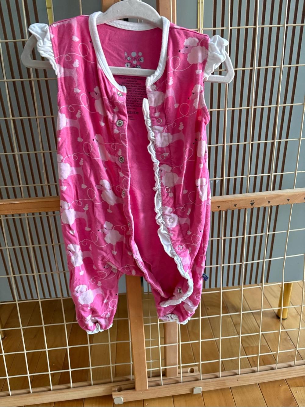 Kickee Pants Pink Ruffle-Trim romper with poodle Print